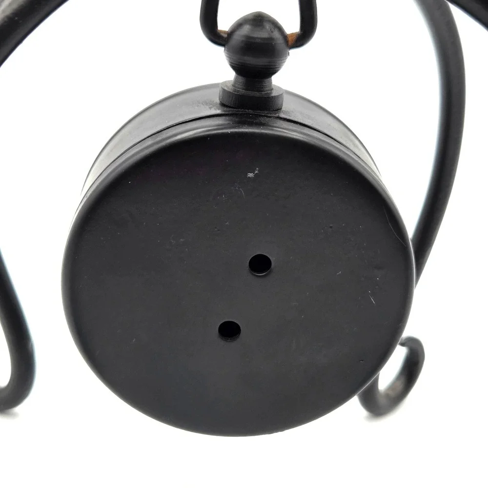 Vintage Black Metal ‎ Swinging Clock, Table Clock, Farmhouse Works Great